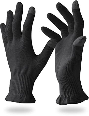 Migliore Wear 2 Pairs Cotton Gloves for Eczema with Touchscreen Fingers, Moisturising Gloves for Dry Hands, SPA, Hand Care, Eczema Gloves for Adults(Classic Black-S/M)