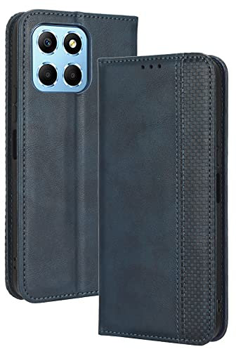 HAOYE Coque pour Huawei Honor X6 / Honor X8 5G (6.5) Etui, Cuir Premium PU + TPU Housse Folio Flip Case, Cover Portefeuille ave ID Carte de Crédit Slot Fermeture Magnétique, Bleu