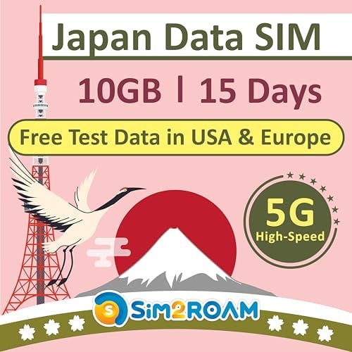 Tarjeta SIM Japón 15 días | Datos SOLAMENTE | 10 GB de datos 4G LTE de alta velocidad | Tarjeta SIM de viaje a Japón | ¡SIN registro, se necesita autenticación de identificación!|短期帰国・短期来日最適・安心日本語サポート