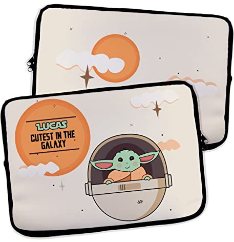 Housse pour Ordinateur Portable et Tablette. Personnalisé avec Nom. Housse Macbook Pro 13Néoprène. Pochette Sacoche pour Chromebook Ultrabook Netbook Tablette. Baby Yoda