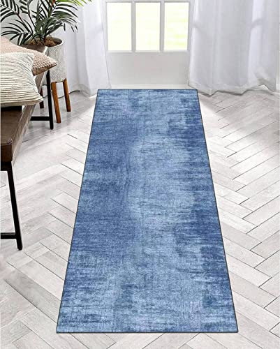 Teppich Läufer Flur Küche Blau rutschfest Teppichmatte Korridor Teppichläufer Waschbar Modern Schlafzimmer Wohnzimmer Läufer Teppich Breite 40cm/ 50cm/ 60cm/ 70cm/ 80cm/ 90cm/ 100cm ( Color : Color#1