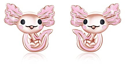 Axolotl Ohrring 925 Sterling Silber Süße Axolotl Ohrstecker Hypoallergen Roségold Axolotl Schmuck Geschenke für Mädchen Frauen