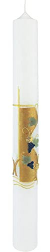 Wiedemann Kerzen Kommunionkerze, Konfirmationskerze Kreuz, Wellen in Gold 400 x Ø 40 mm mit individueller Namensverzierung aus Wachsbuchstaben