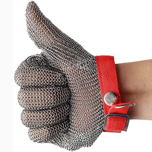 Samnuerly Edelstahl-Ring-Kettenhemd-Handschuhe, Heimküchen-Restaurant-Schälen von Austern, Kartoffelschneiden, schnittfeste Handschuhe (Size : 1PCS/S)