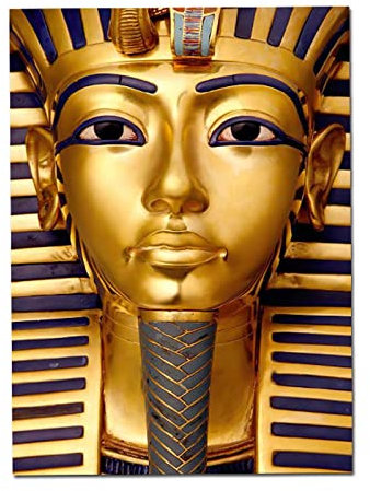 TITINGLUCK Goldene Tutanchamun-Leinwandbilder, altägyptischer Pharao, Poster und Drucke, Wandkunstbilder für Wohnzimmerdekoration, 80 x 120 cm (31 x 47 Zoll) mit Rahmen