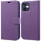 OCASE iPhone 12 Hülle iPhone 12 Pro Handyhülle [Premium PU Leder] [Kartenfach] [Magnetverschluss] Lederhülle RFID Schutzhülle Klapphülle Case Cover Etui Kompatibel für iPhone 12/12Pro Violett Litschi