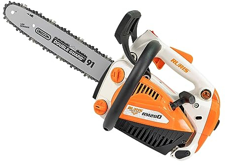 RURIS RM280, thermische Kettensäge, Hochentaster 1,5 PS, Kette und Führung Oregon 30 cm, Auto Choke, Vergaser Walbro, Super Easy Start, Gürtel Hanger
