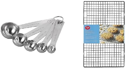 Tala A10550 Stainless Steel Measuring Spoons, 5 Piece Set for Measuring Dry and Liquids + Tala Cake Large Loaf Cooling Rack