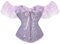 Siyova Corsetto da Donna con Manica Corta Crop Top Donna Sottile Canotta Ragazza Estivo Corsetto Donna Sexy Vintage in Tinta Unita Top Corto Donna Elegante (Viola, XL)