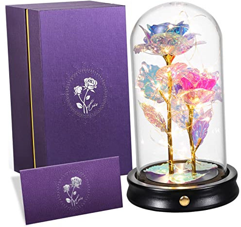 UKCOCO Dekorative Tischlampe Led-schreibtischleuchte Rosafarbene Tischlampe Folienrosengeschenk Rosafarbenes Led-licht Rose Schreibtischlampe Blumen-led-licht Grußkarte Geschenkbox