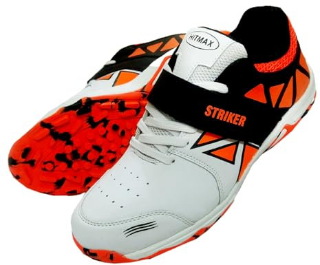 HITMAX Striker Cricketschuhe aus Gummi mit Spikesohle für Jungen und Herren (leicht und langlebig), Weiss/opulenter Garten, 38 EU