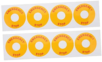 SKISUNO 8stücke Notstopp-warnaufkleber Für Elektrogeräte Notfallstopp-schild Aufkleber Für Lager Büro Schule Und Industrie