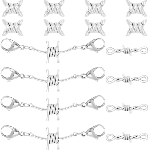 WEBEEDY - Lote de 8 abalorios para cordones de alambre de púas, hebilla de cordones, colgantes decorativos para zapatos, pinzas para zapatos, manualidades de metal, joyas, accesorio de zapatos, Metal