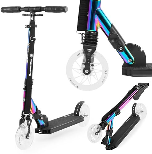 HyperMotion Holo Majestic Kinderroller - Faltbarer Scooter mit Stoßdämpfer, ABEC-7-Lager, 74-88 cm verstellbar, bis 100 kg - Für Kinder ab 7+ & Jugendliche