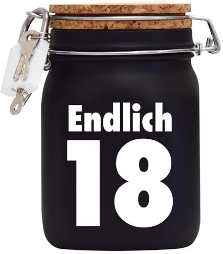 Spardose Endlich 18 Geld Geschenk Idee Schwarz L