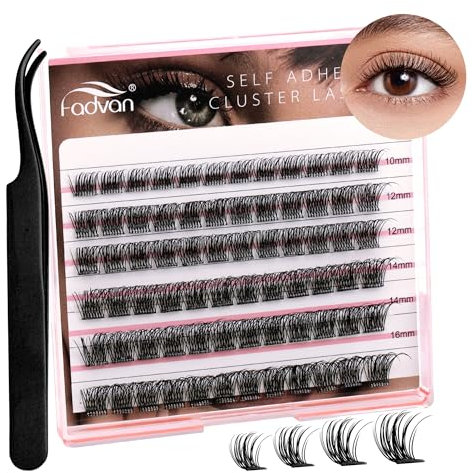 FADVAN Cils Extension Cils Individuel 0.07D Mix 10-16mm Cils Auto-Adhésives Portables DIY Sets de Cils Professionnel Faux Cils Grappe et Pinces(B03)