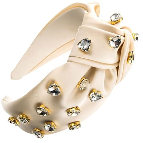 scicent Haarband Damen Retro Kristall Verziert Stirnband Breit Geknotetes Einfarbiges Haarschmuck für Party Hochzeit Vintage Strass Haarreifen Knoten Haarreif für Frauen Mädchen - 26717