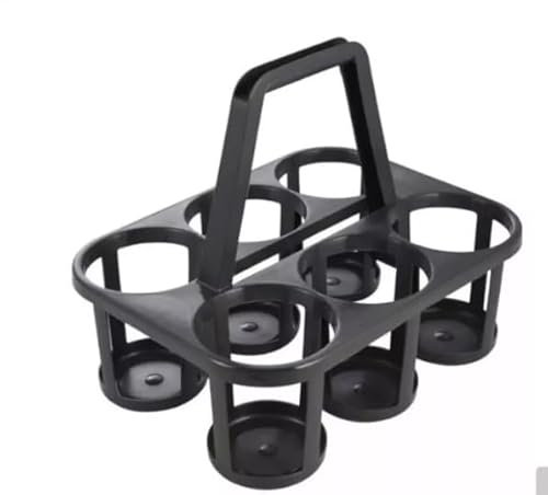 TRTO 1Pcs Plastic Milk Bottle Pint Carrier Glasses Holder 6 Six Pints (Black)