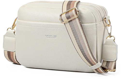 AIFILLE Crossbody Bag Damen, Kleine Umhängetasche Damen Breiter Gurt, PU Leder Handtasche Damen mit Abnehmbarem Schultergurt, Damen Handy Umhängetasche mit Kartenhalter Weiß