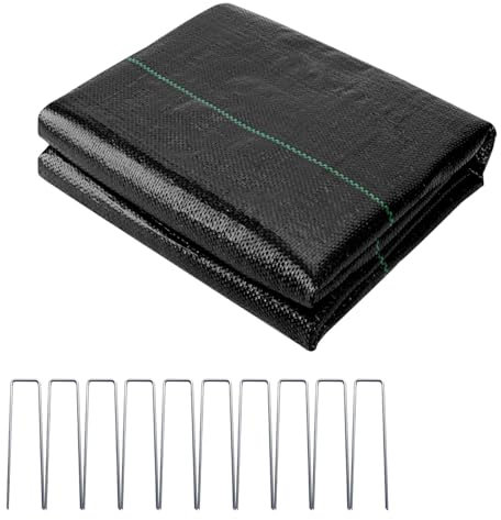 Toile de Paillage 2x10M, 20㎡ Geotextile Anti Repousse 90g/m² Géotextile, Bache Anti Mauvaise Herbe, Bâche Résiste Rayons UV, Toile Anti Mauvaises Herbes / Bache de Paillage pour Aménagement Paysager