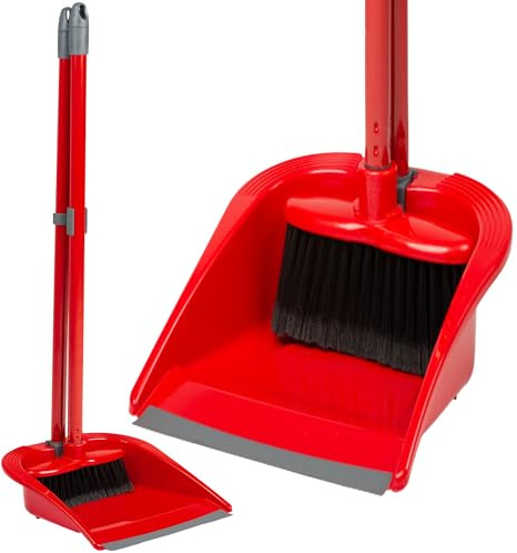 Long Handled Dustpan & Brush Set Tall Sweeping Brush | Indoor Use Ideal For Home, Office, Kitchen & Lobby