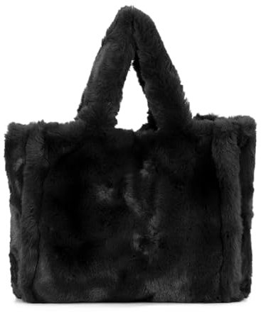 EVEOUT Flauschige Plüsch Schultertaschen Damen Große Pelzige Umhängetaschen Kunstpelz Tote Shopper Plüsch Handtaschen Tragetasche Arbeitstasche