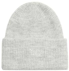 Superdry Damen Weiche Rippstrickmütze Kreide Grau Meliert 1SIZE