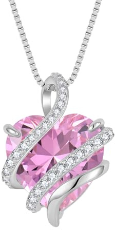 starchenie Collier Coeur Femme Argent 925 Pendentif Infini Coeur Pierre de Naissance Bijoux Cadeau des Femme