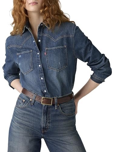 Levi's Damen Rectangle Buckle Belt Bovine Leather Belt (1er Pack)