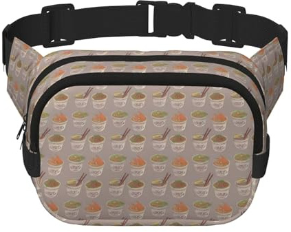 Eierbecher, Nudeln, Ramen, Unisex, verstellbare Taille, quadratisch, doppellagig, Hüfttasche für Outdoor-Aktivitäten, Reisen, Laufen, Wandern, Schwarz , Einheitsgröße