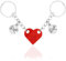 JEYORZY 2 pcs Porte Clef Coeur, Porte Clef Couple Coeur, Idee Cadeau Couple Noël pour Femme Homme, Cadeaux Couple Anniversaire, Porte Clé Cadeau Amoureux, Porte Clef Maison, Idée Saint Valentin, Rouge