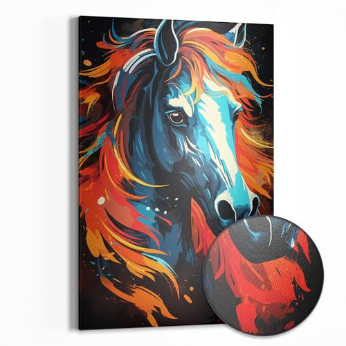 DEQOART Metall Magnettafel | 40x60 cm cm groß | Motiv Feuriges Pferd | Whiteboard für alle Magnete | Magnetboard Wand-Tafel für Küche & Büro | Design Magnetwand Pinnwand magnetisch