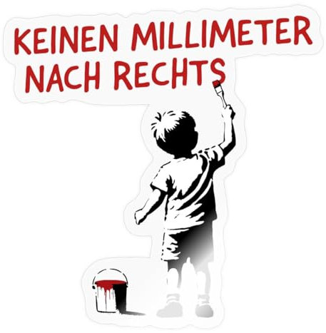 Spreadshirt Keinen Millimeter Nach Rechts Im Banksy Stil Sticker Aufkleber, 10 x 10 cm, Transparent glänzend