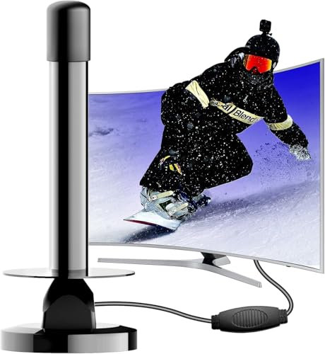 2025 TV Aerial, Freeview Indoor TV Aerial 360 degree Range Reception, TV Antenna Indoor with Magnetic Support Base, TV Aerial for all TV, Freeview TV 300+ Miles Long Range Support 4K, 1080P (BLACK)
