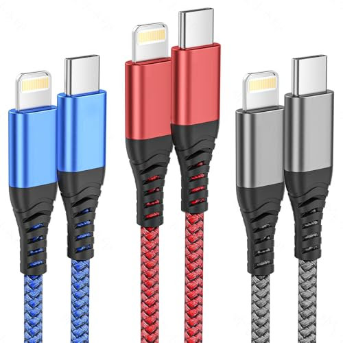 Ofuca USB C to Lightning Cable,3Pack 1.8M MFi Certified iPhone Fast Charger Cable USB C Braided Type C to Lightning Cable Fast Charging for iPhone 14 13 12 11 Pro Max 13 12 Mini X XR XS 8 Plus,iPad