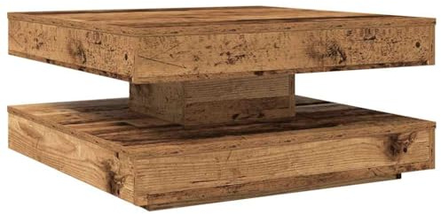 vidaXL Couchtisch 360-Grad Drehbar Altholz-Optik 70x70x34,5 cm