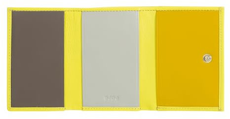 DUDU Herren-Portemonnaie aus Leder, Damen-Portemonnaie, kompaktes Design mit Münzfach, Banknoten- und Kartenfach Citrus Yellow