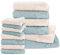 Pure Label 14.TLG. Handtücher Set aus Baumwolle, saugstark und weich - 2X Badetuch (70x140 cm) 4X Handtuch (50x100cm) 4X Gästetuch (30x50 cm) 4X Waschlappen (16x21 cm), Creme | Türkis