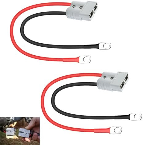 2 Pièces Connecteur Batterie 50A 600V, Connecteur Déconnexion Rapide avec Câble Cuivre 10 AWG, Isolé en Silicone, pour Camping Car Tracteur Chariot Élévateur Véhicules Électriques Systèmes Solaires