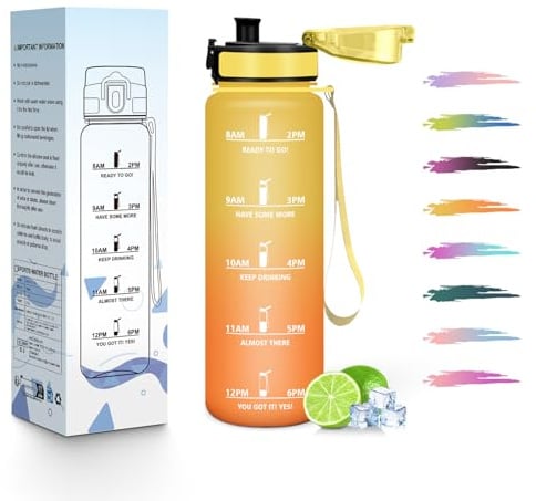 HoneyHolly Borraccia, 500ML A prova di perdite Borraccia Motivazionale, Riutilizzabile Borracce Bambini, Semplice e Portatile, Bottiglia Acqua per Corsa, Bicicletta, Lavoro, Scuola, Water Bottle