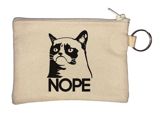 Grumpy Cat Angry Nope Schlüsselanhänger Münzbörse Beige