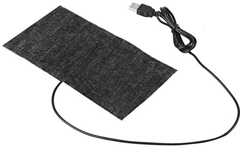 Gedourain 1 Stück Schwarze 5-V-USB-Kohlefaser-Heizmatte, 20 X 10 Cm, Warme Decke für Schulter, Nacken, Taille, Rücken, Bauch und Kissen oder Haustierbett