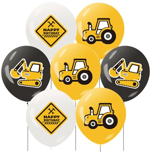 Ovanda 18 Stück Traktor Luftballons 30 cm, Bagger und Traktor Ballon Set für Kindergeburtstag Deko Junge, 2. Geburtstag Junge, Bauernhof Geburtstag Deko und Baustellen Party