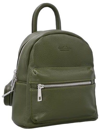 Gusti Leder Stine Rucksack, 10x26x29 cm, Dunkelgrün, Damen, Rindsleder, mit Airtagfach, Made in Italy