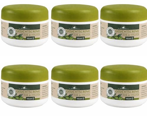 Herbamedicus Gesichtscreme Olive & Hyaluron 6x50 ml – Gesichtspflege für Tag & Nacht, mit Olivenöl und Hyaluron