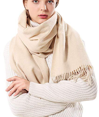 W.Best Écharpe Femmes Élégant Cachemire Foulards Pashmina Pour Automne Hiver Écharpea Chaud de Grande Taille, 200 * 70 cm,Ws012-beige,Taille unique