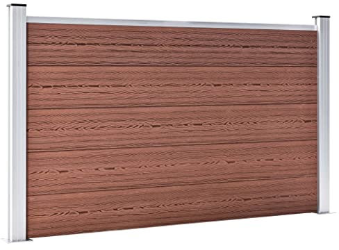 vidaXL Gartenzaun WPC Sichtschutzzaun Lamellenzaun Windschutz Sichtschutz Zaun Steckzaun Systemzaun Garten 872x106cm Braun Aluminiumstange