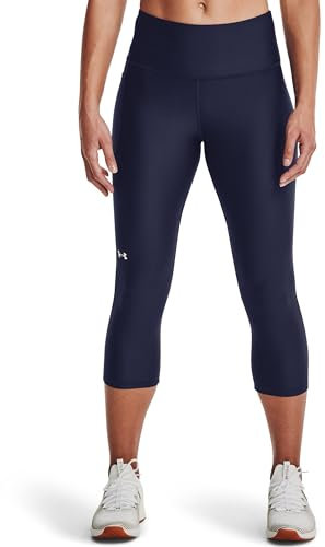 Under Armour Damen Armour Hi Capri, 3/4 lange Damen Sport Leggings, hochtaillierte Sporthose mit 4-Way-Stretch und rutschfestem Bund, ideal für Yoga, Pilates, Radfahren, etc.