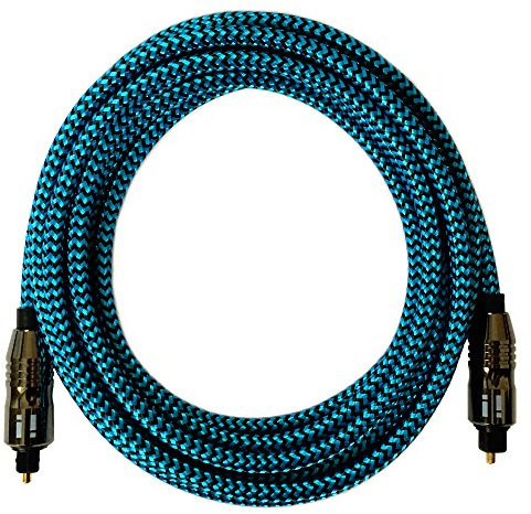i! - 1m Premium Nylon Toslink Kabel - Optisches Digital Audiokabel LWL HiFi - blau