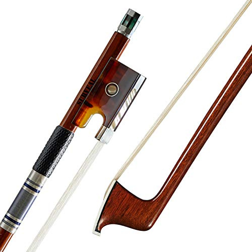 SURVEAL Master Level Violinenbogen aus Pernambuco Holz mit wunderschönem bunten Abalone-Frosch, Größe 4/4 (4/4)